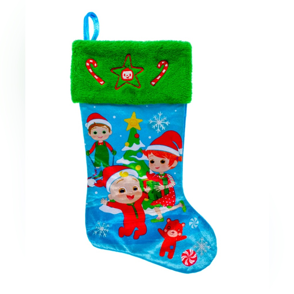 Cocomelon JJ & Family Christmas Printed Stocking Holiday Star NWT